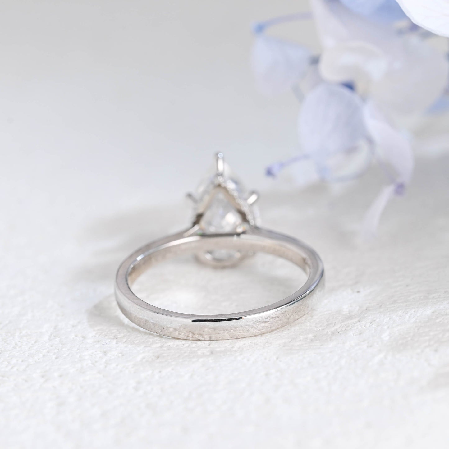 CausYou pear cut moissanite engagement ring Solid Gold Hidden Halo Pear Cut Moissanite Engagement Ring