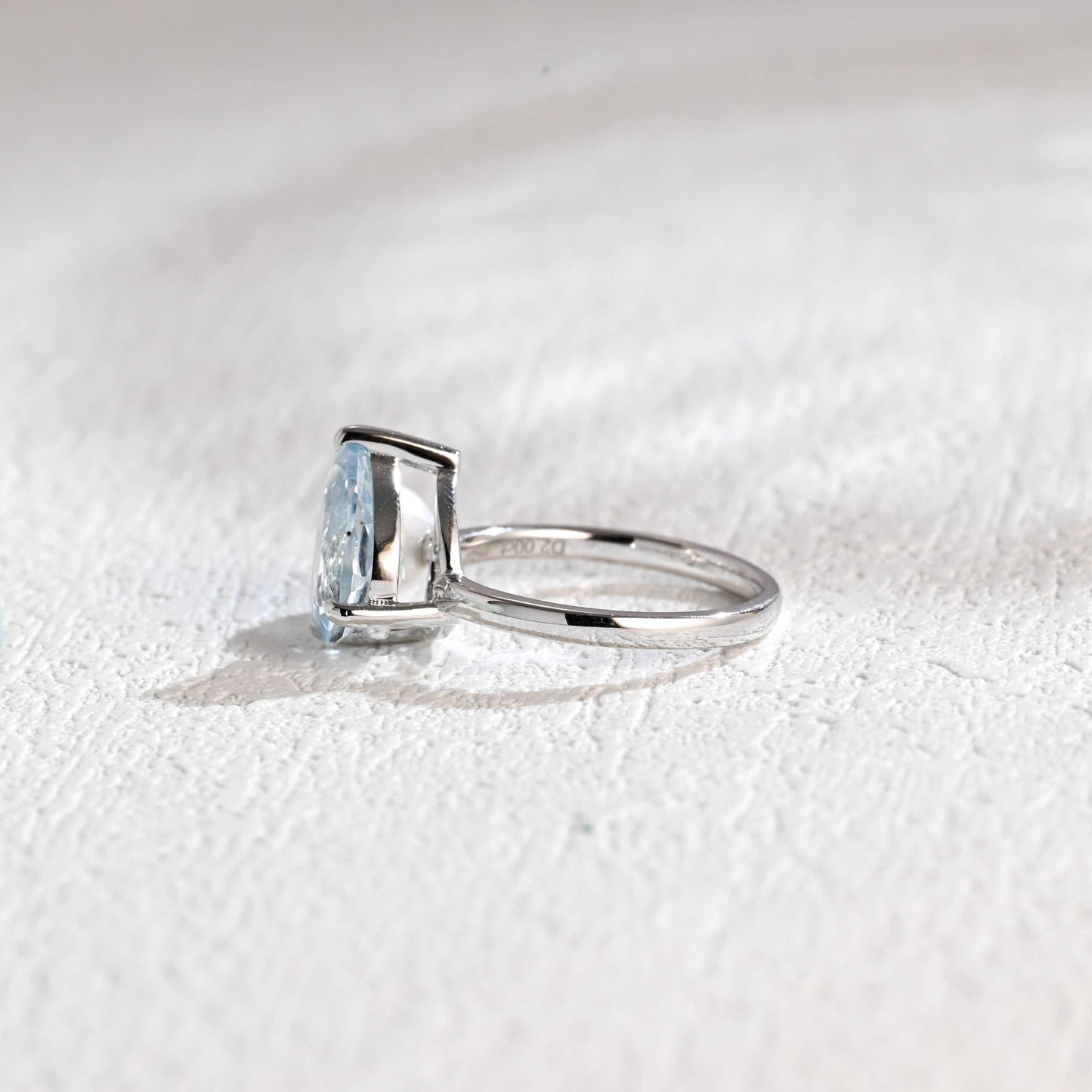 CausYou pear cut moissanite engagement ring Solid Gold Pear Cut Lab Aquamarine Engagement Ring, Pearl Ring