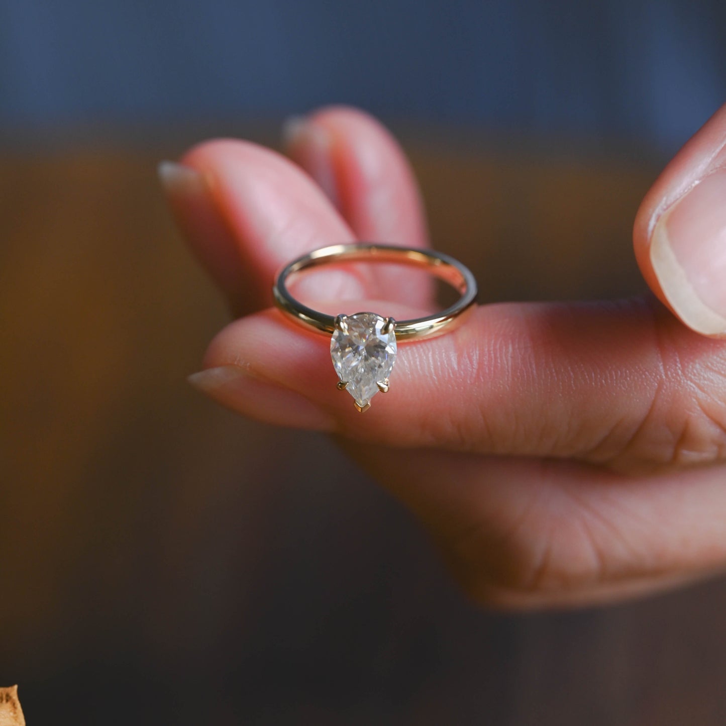 CausYou pear cut moissanite engagement ring Solid Gold Pear Cut Moissanite Engagement Ring