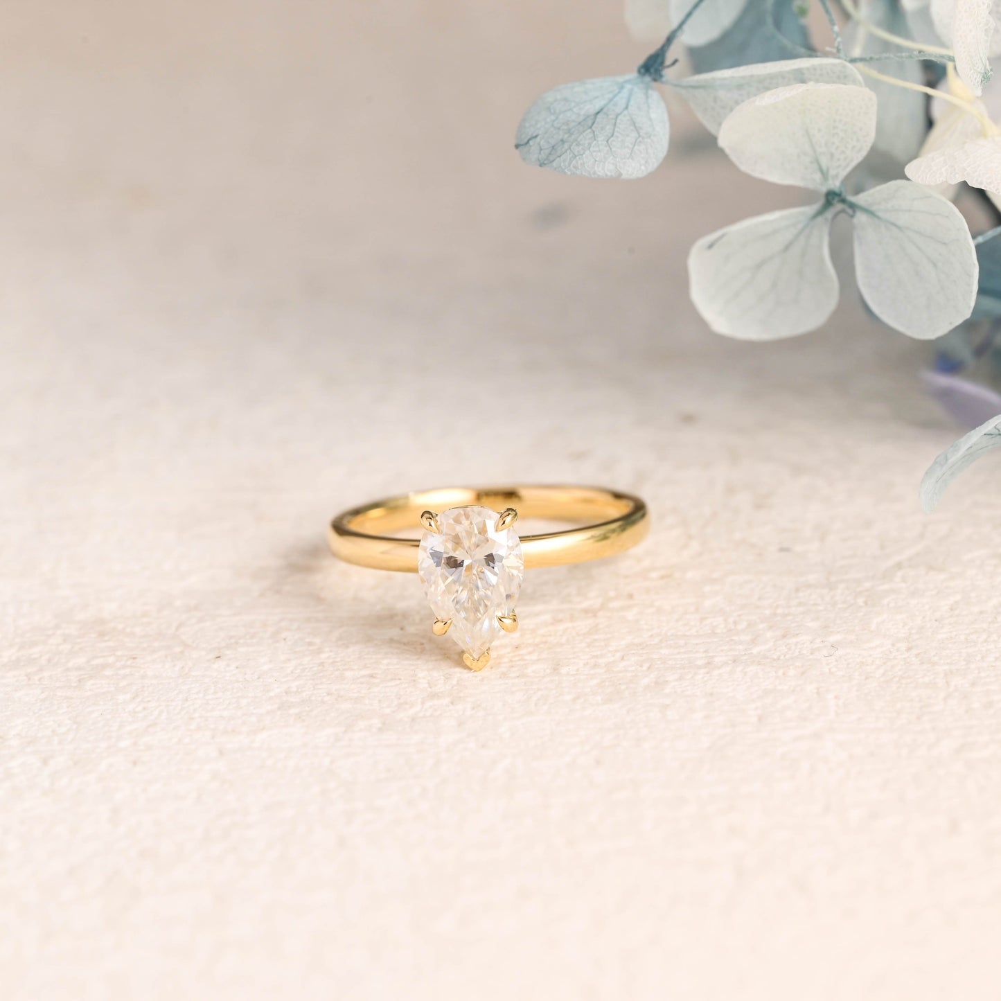 CausYou pear cut moissanite engagement ring Solid Gold Pear Cut Moissanite Engagement Ring