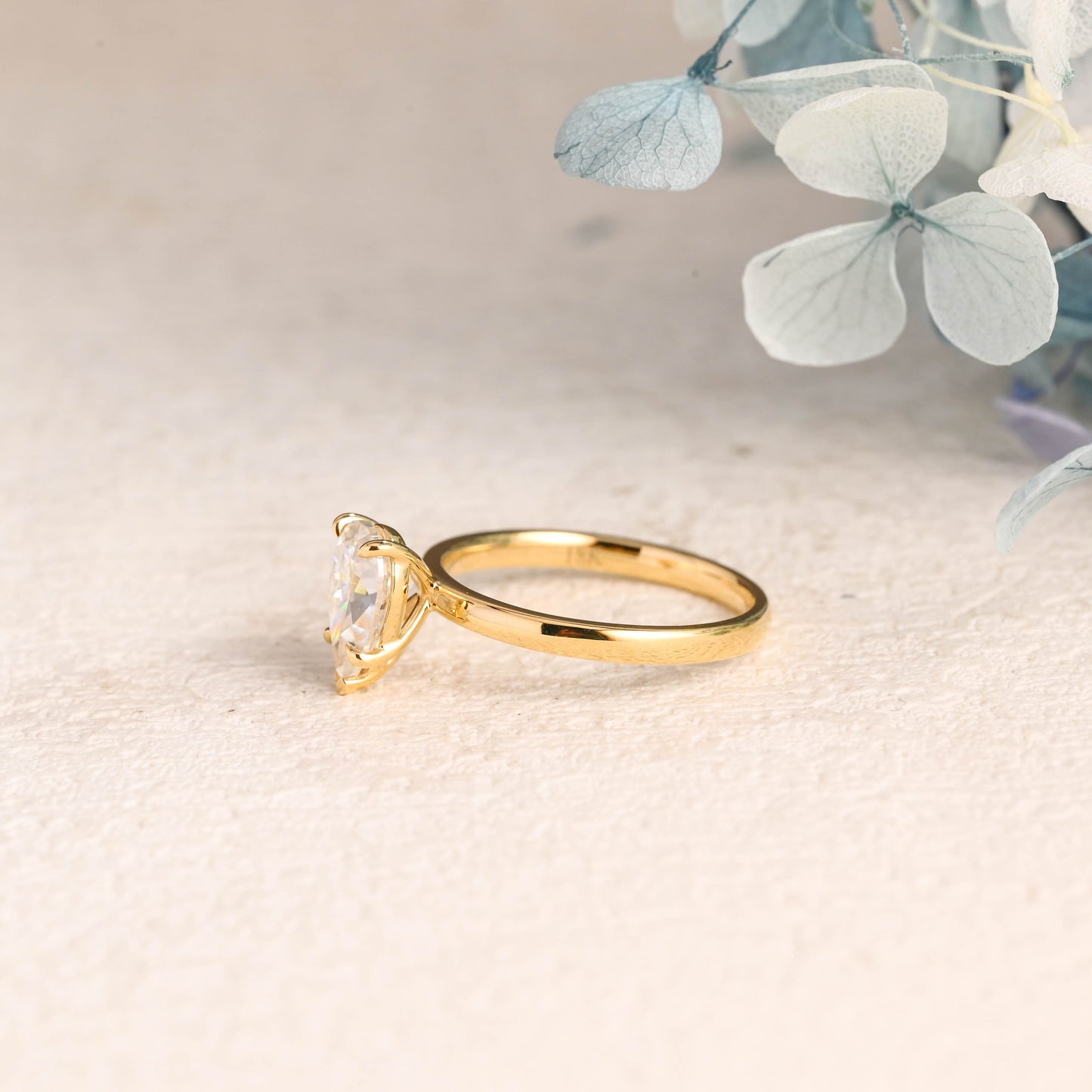 CausYou pear cut moissanite engagement ring Solid Gold Pear Cut Moissanite Engagement Ring