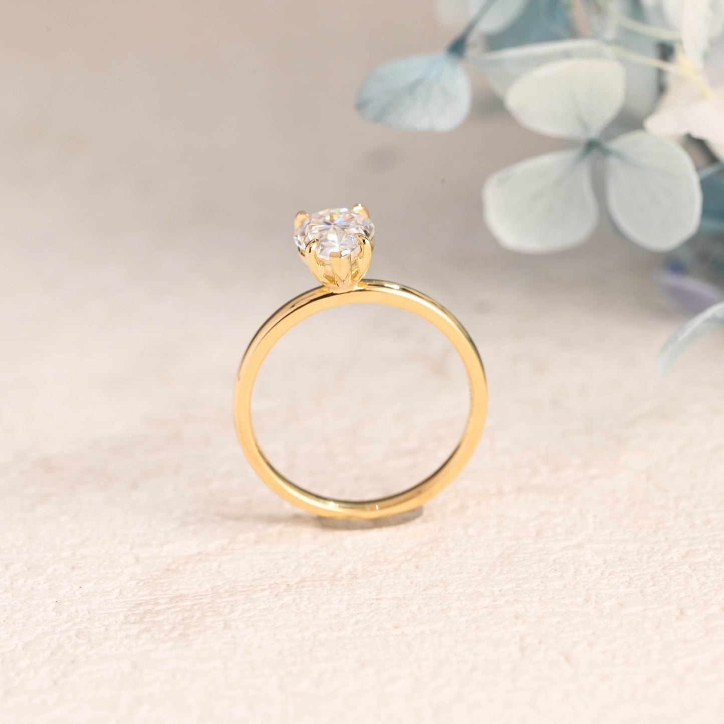 CausYou pear cut moissanite engagement ring Solid Gold Pear Cut Moissanite Engagement Ring