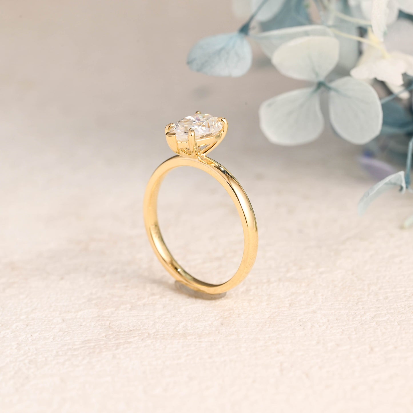 CausYou pear cut moissanite engagement ring Solid Gold Pear Cut Moissanite Engagement Ring