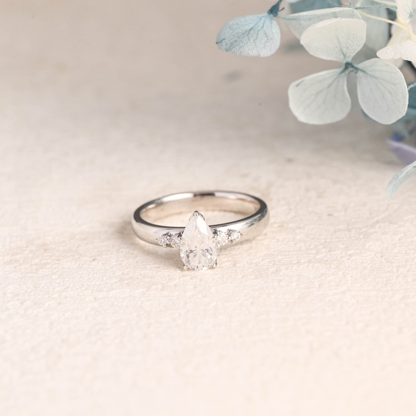 CausYou pear cut moissanite engagement ring Solid Gold Pear Cut Moissanite Engagement Ring