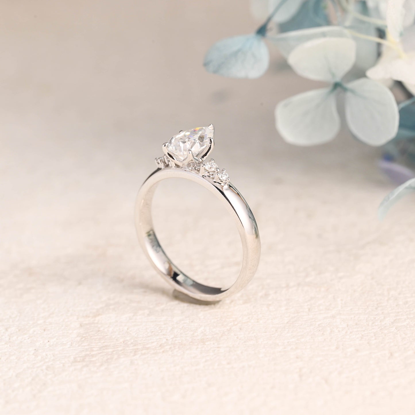 CausYou pear cut moissanite engagement ring Solid Gold Pear Cut Moissanite Engagement Ring