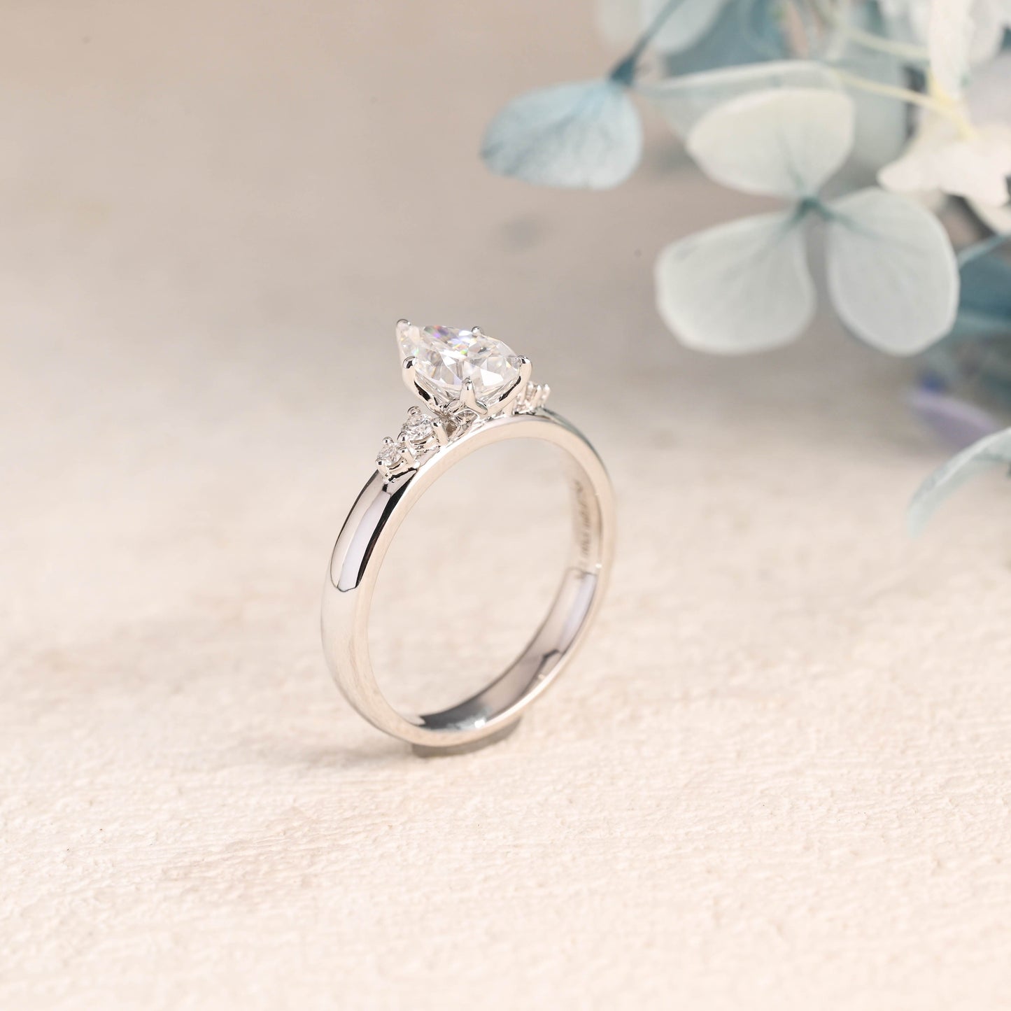 CausYou pear cut moissanite engagement ring Solid Gold Pear Cut Moissanite Engagement Ring