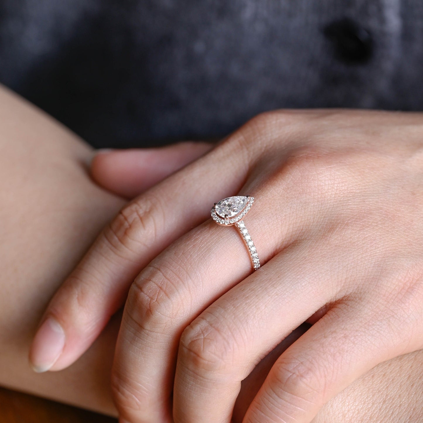 CausYou pear cut moissanite engagement ring Solid Gold Pear Cut Moissanite Engagement Ring, Cathedral Setting Promise Ring, Proposal Ring, Gift for Women Wife