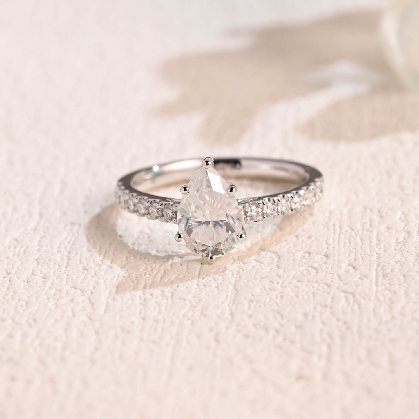 CausYou pear cut moissanite engagement ring Solid Gold Pear Cut Moissanite Engagement Ring, Promise Ring, Proposal Ring, Gift for Woman, Wife