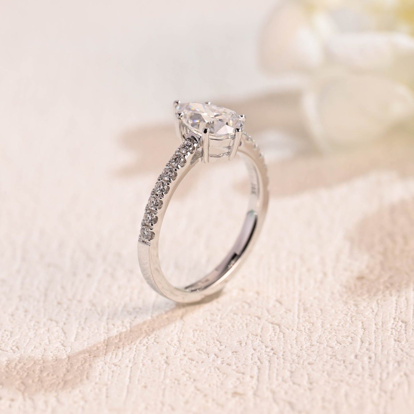 CausYou pear cut moissanite engagement ring Solid Gold Pear Cut Moissanite Engagement Ring, Promise Ring, Proposal Ring, Gift for Woman, Wife