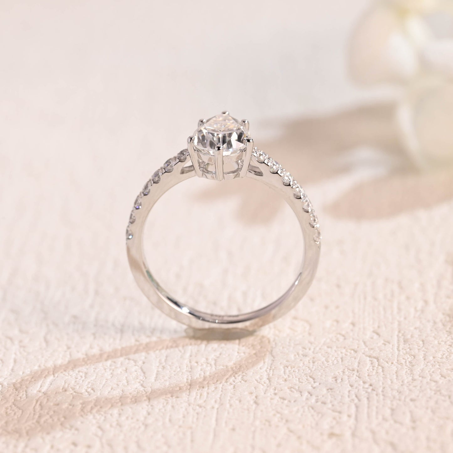 CausYou pear cut moissanite engagement ring Solid Gold Pear Cut Moissanite Engagement Ring, Promise Ring, Proposal Ring, Gift for Woman, Wife
