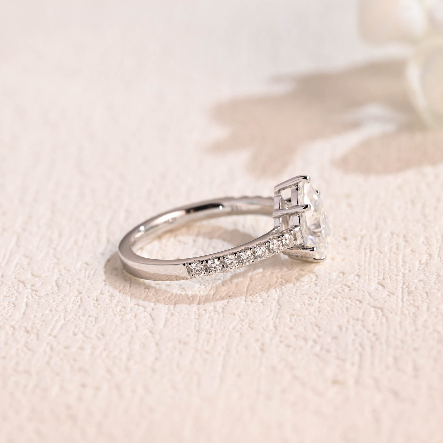 CausYou pear cut moissanite engagement ring Solid Gold Pear Cut Moissanite Engagement Ring, Promise Ring, Proposal Ring, Gift for Woman, Wife