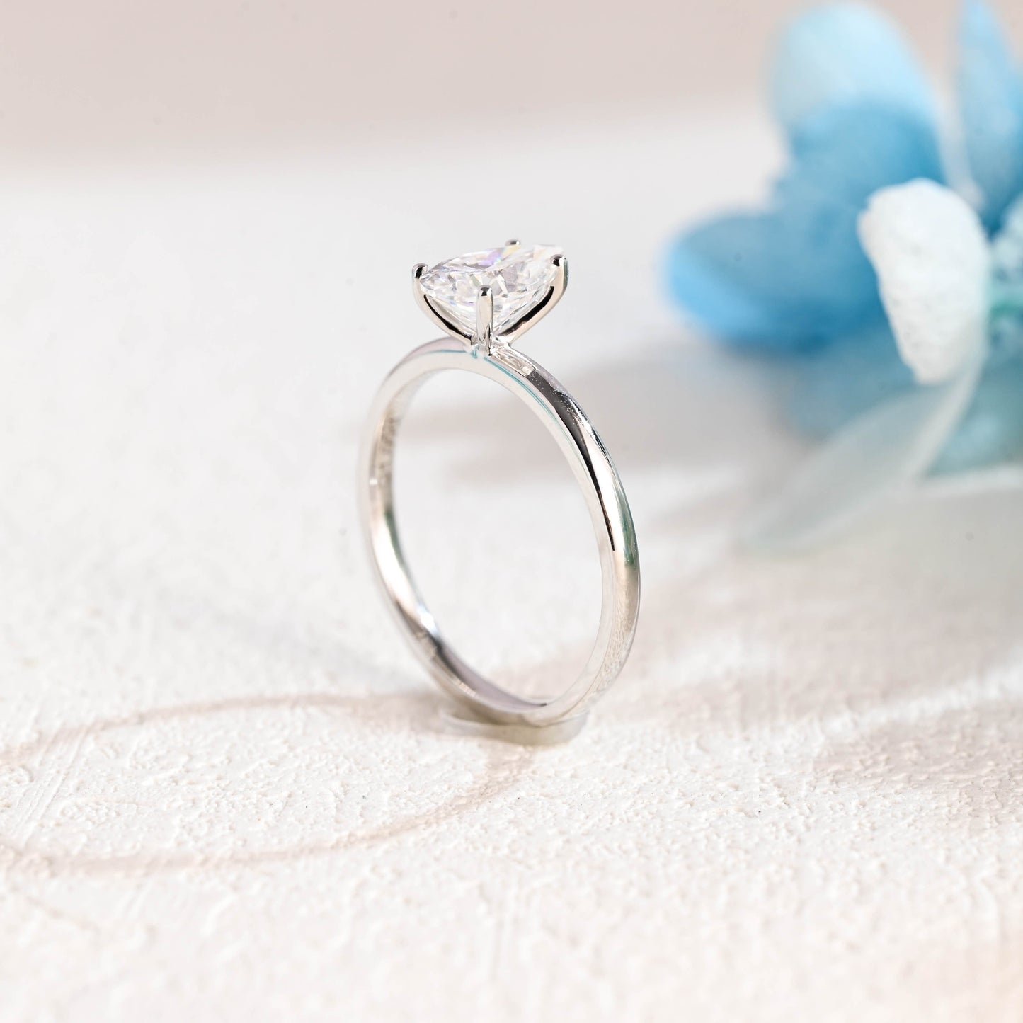 CausYou pear cut moissanite engagement ring Solid Gold Pear Cut Moissanite Engagement Ring, Solitaire Promise Ring, Proposal Ring, Gift for Women Wife