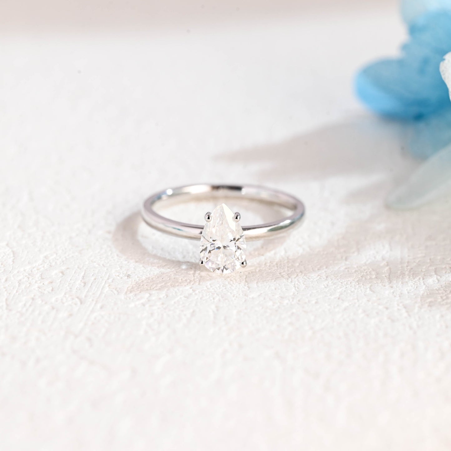 CausYou pear cut moissanite engagement ring Solid Gold Pear Cut Moissanite Engagement Ring, Solitaire Promise Ring, Proposal Ring, Gift for Women Wife