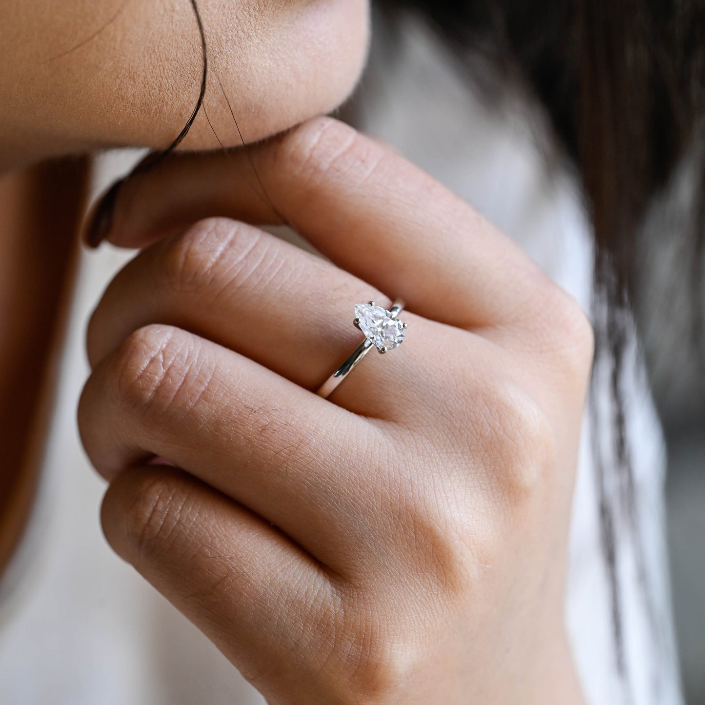 CausYou pear cut moissanite engagement ring Solid Gold Pear Cut Moissanite Engagement Ring, Solitaire Promise Ring, Proposal Ring, Gift for Women Wife