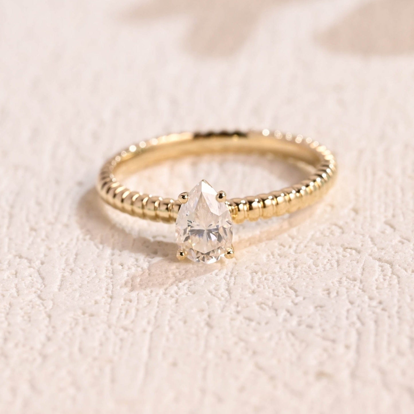 CausYou pear cut moissanite engagement ring Solid Gold Pear Cut Moissanite Engagement Ring, Solitaire Ring