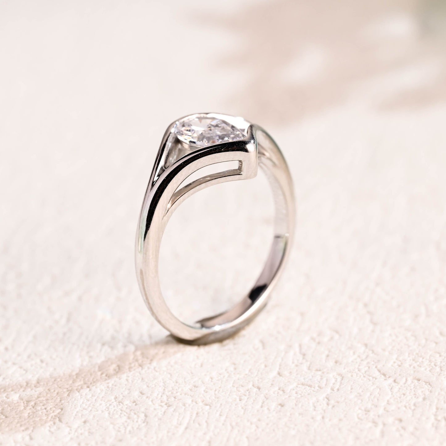 CausYou pear cut moissanite engagement ring Solid Gold Pear Cut Moissanite Engagement Ring Split Shank Ring, Solitaire Ring