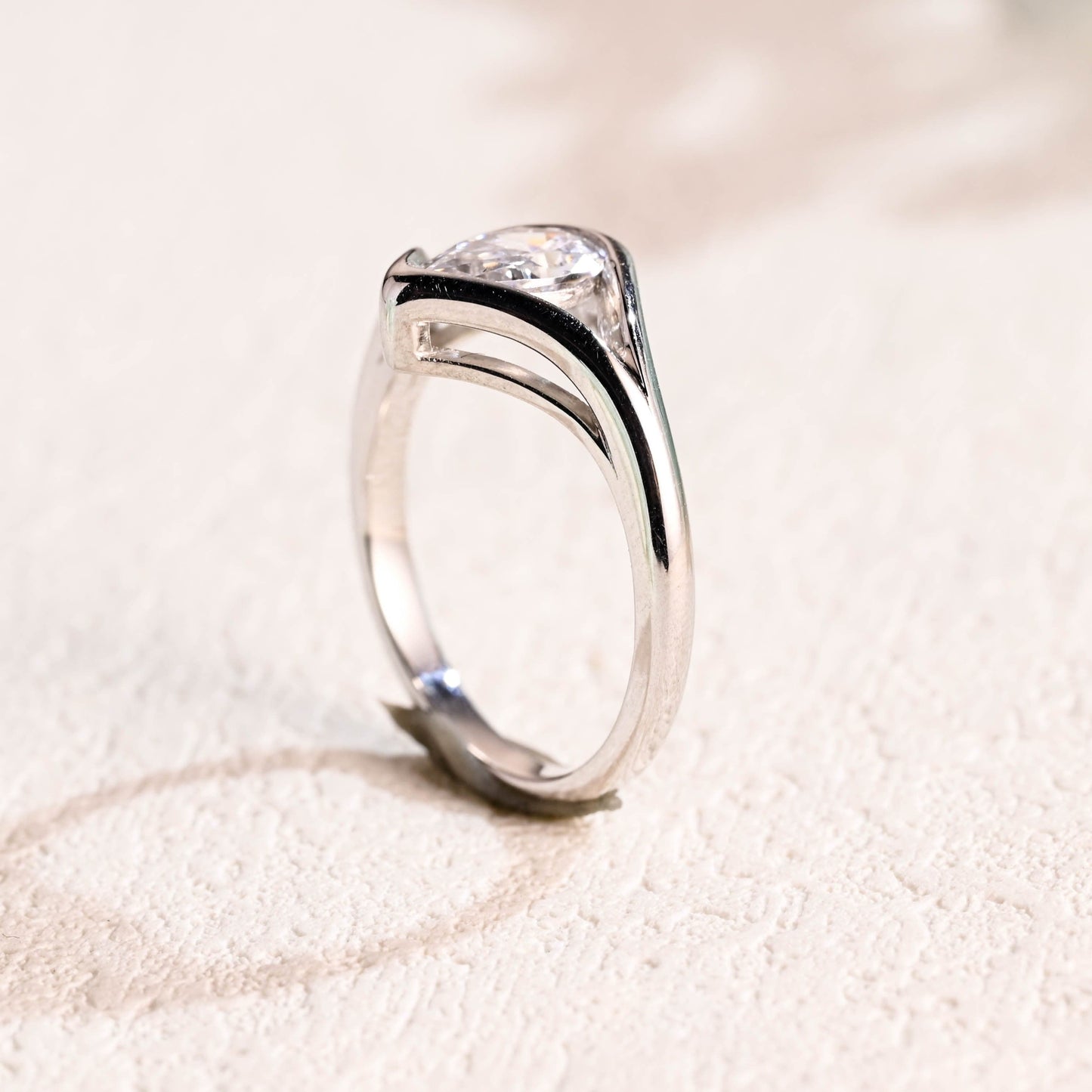 CausYou pear cut moissanite engagement ring Solid Gold Pear Cut Moissanite Engagement Ring Split Shank Ring, Solitaire Ring