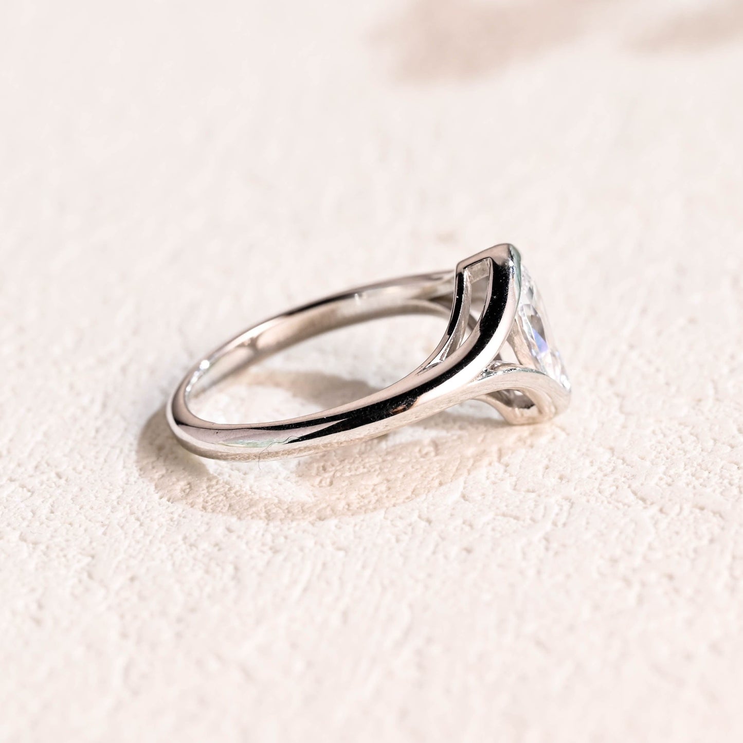 CausYou pear cut moissanite engagement ring Solid Gold Pear Cut Moissanite Engagement Ring Split Shank Ring, Solitaire Ring