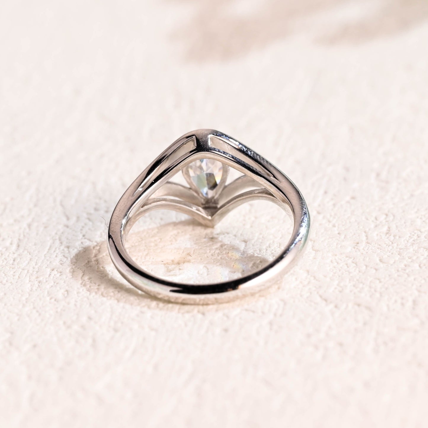 CausYou pear cut moissanite engagement ring Solid Gold Pear Cut Moissanite Engagement Ring Split Shank Ring, Solitaire Ring