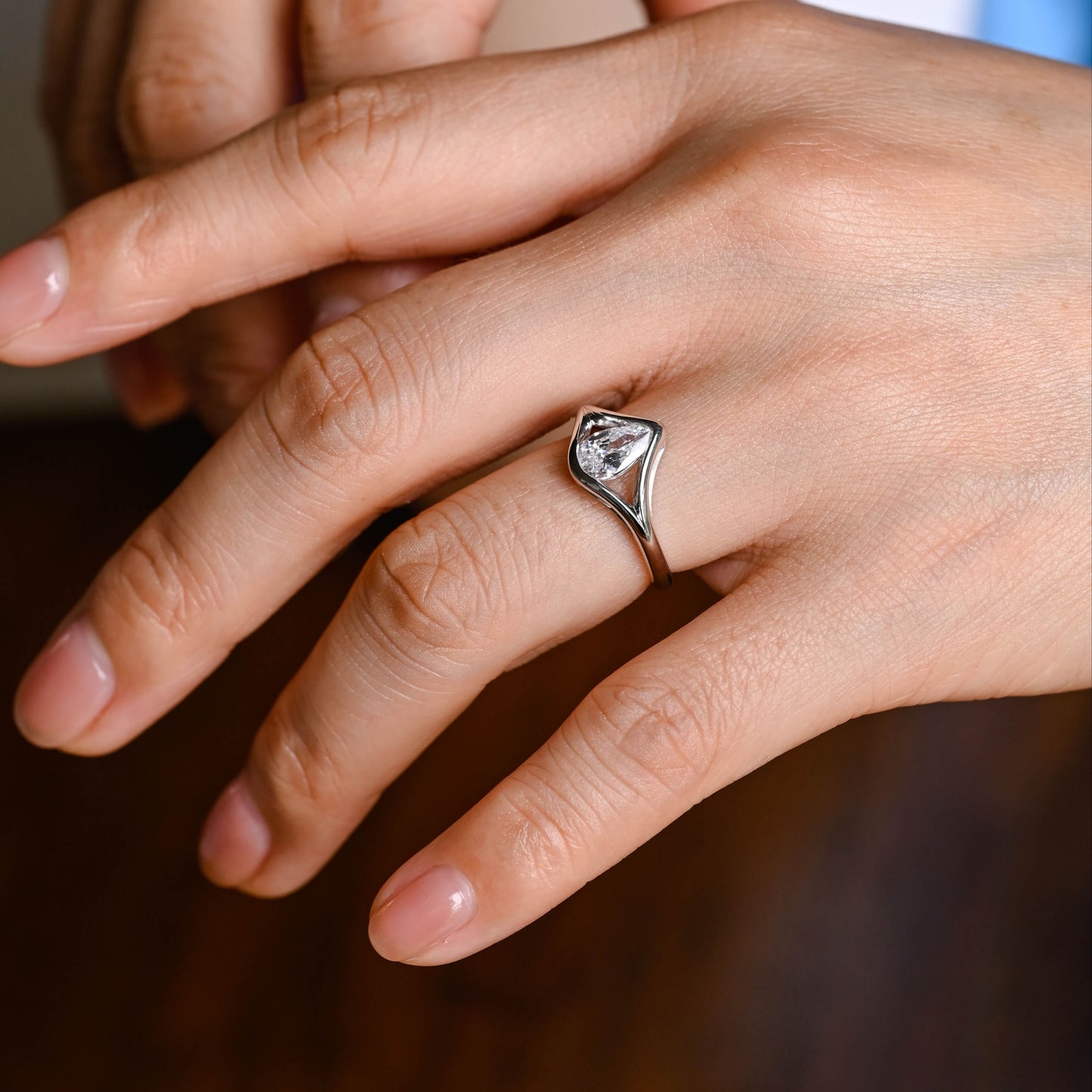 CausYou pear cut moissanite engagement ring Solid Gold Pear Cut Moissanite Engagement Ring Split Shank Ring, Solitaire Ring