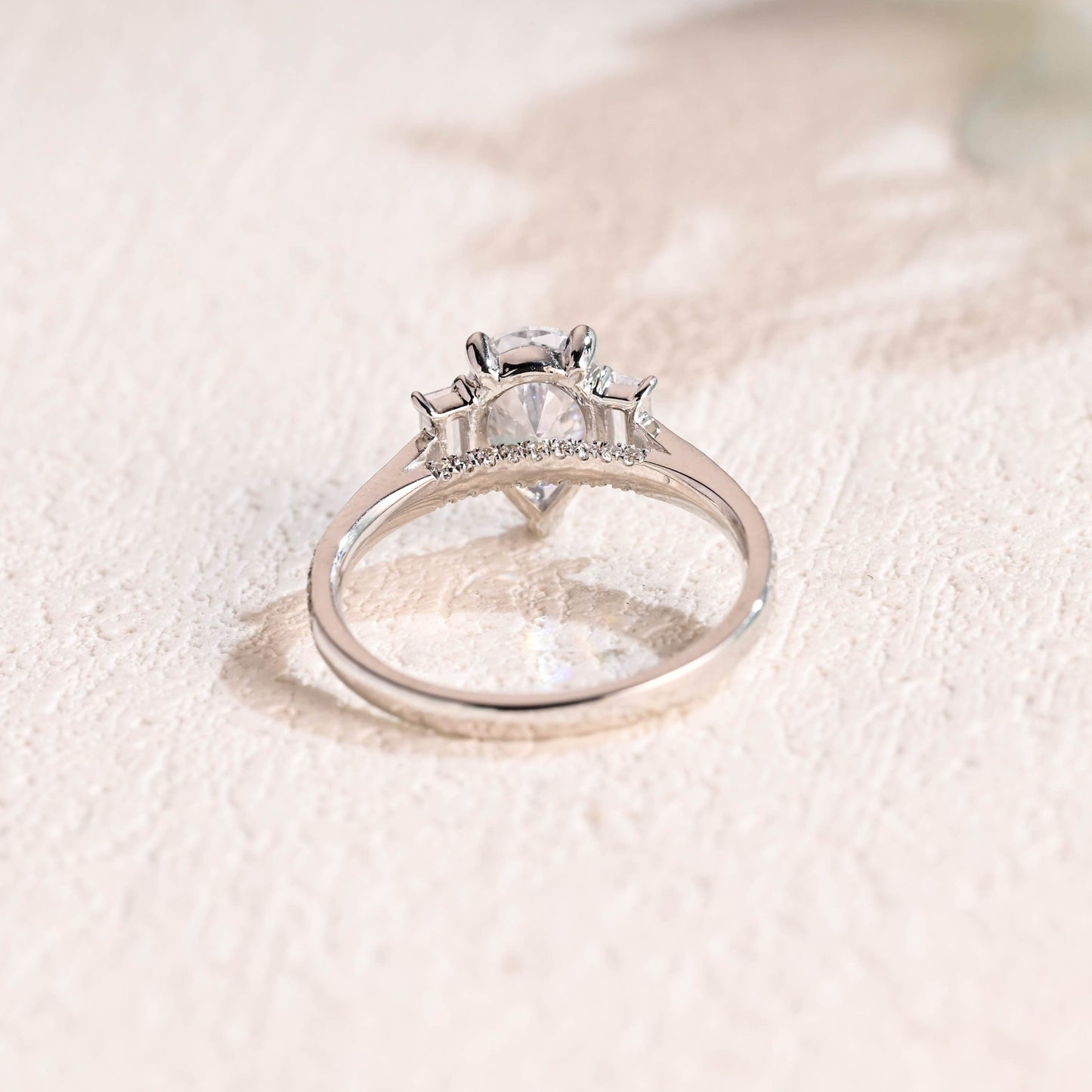 CausYou pear cut moissanite engagement ring Solid Gold Pear Cut Moissanite Engagement Ring, Three Stone Promise Ring, Proposal Ring, Gift for Women, Wife