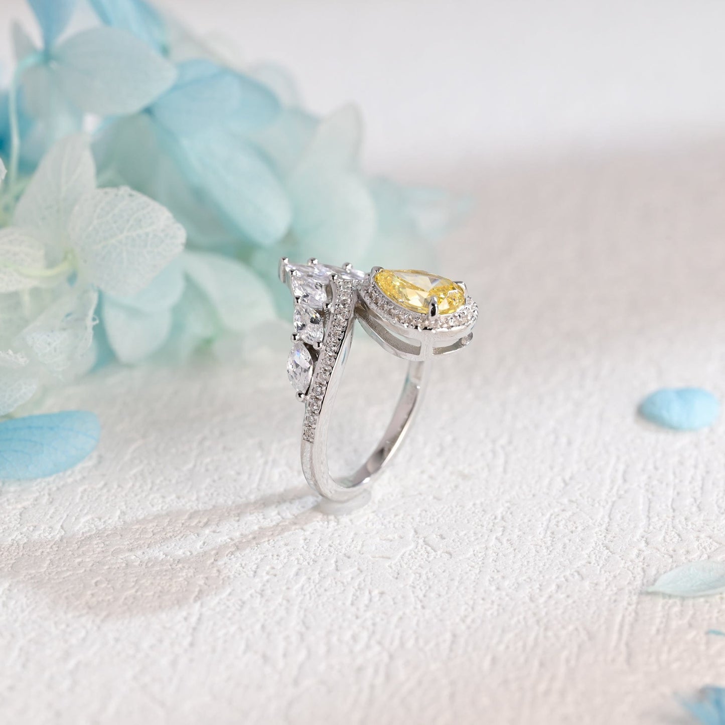 CausYou pear cut moissanite engagement ring Solid Gold Pear Cut Yellow Moissanite Engagement Ring, Promise Ring, Proposal Ring, Gift for Woman, Wife