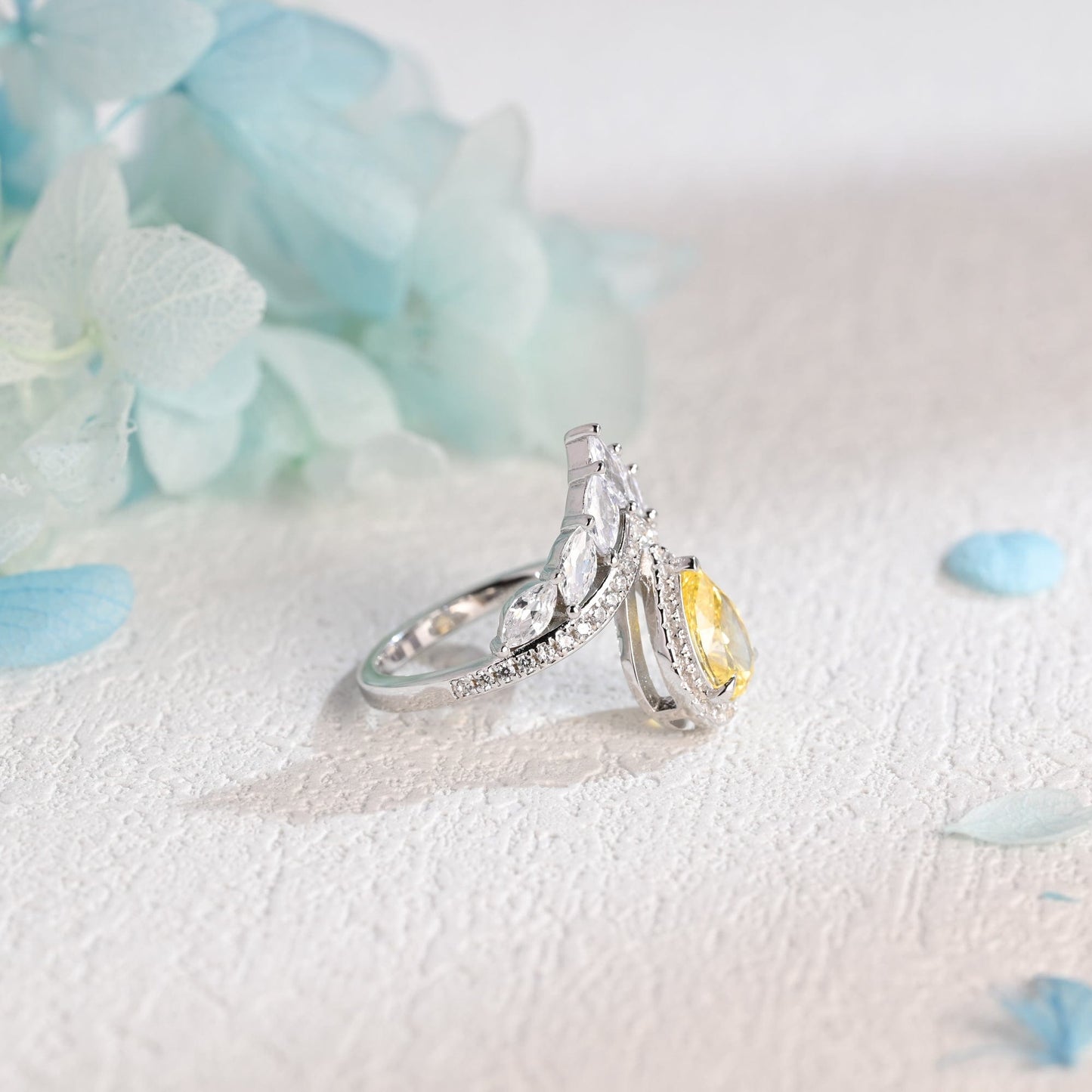 CausYou pear cut moissanite engagement ring Solid Gold Pear Cut Yellow Moissanite Engagement Ring, Promise Ring, Proposal Ring, Gift for Woman, Wife