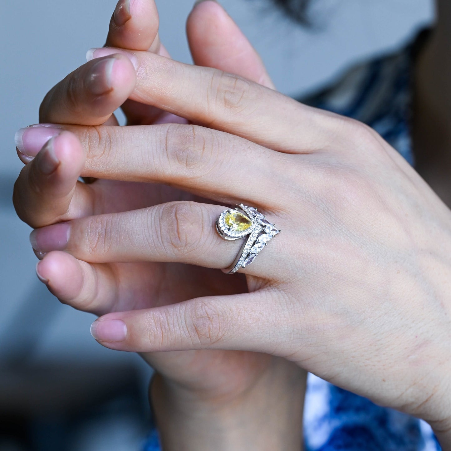 CausYou pear cut moissanite engagement ring Solid Gold Pear Cut Yellow Moissanite Engagement Ring, Promise Ring, Proposal Ring, Gift for Woman, Wife