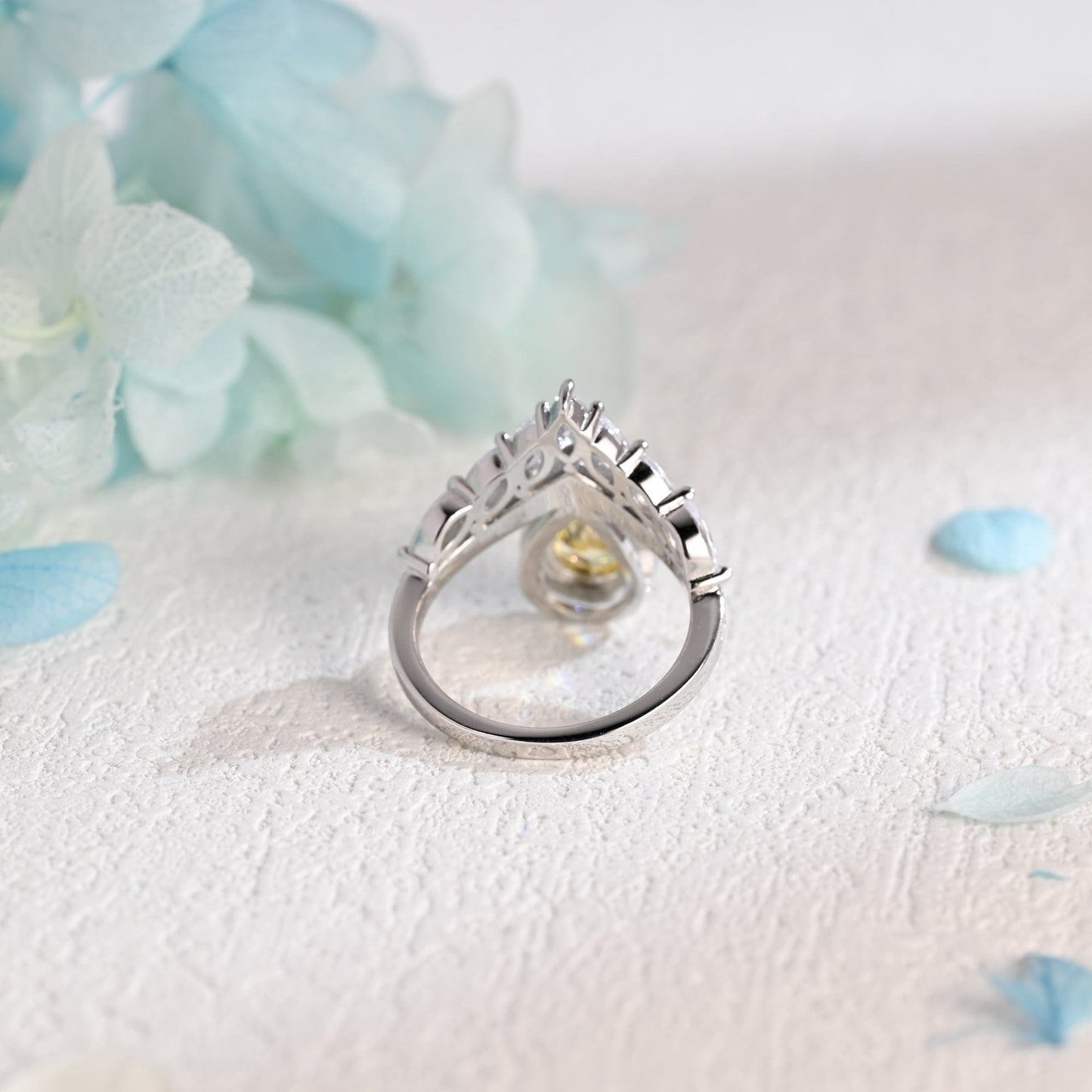 CausYou pear cut moissanite engagement ring Solid Gold Pear Cut Yellow Moissanite Engagement Ring, Promise Ring, Proposal Ring, Gift for Woman, Wife