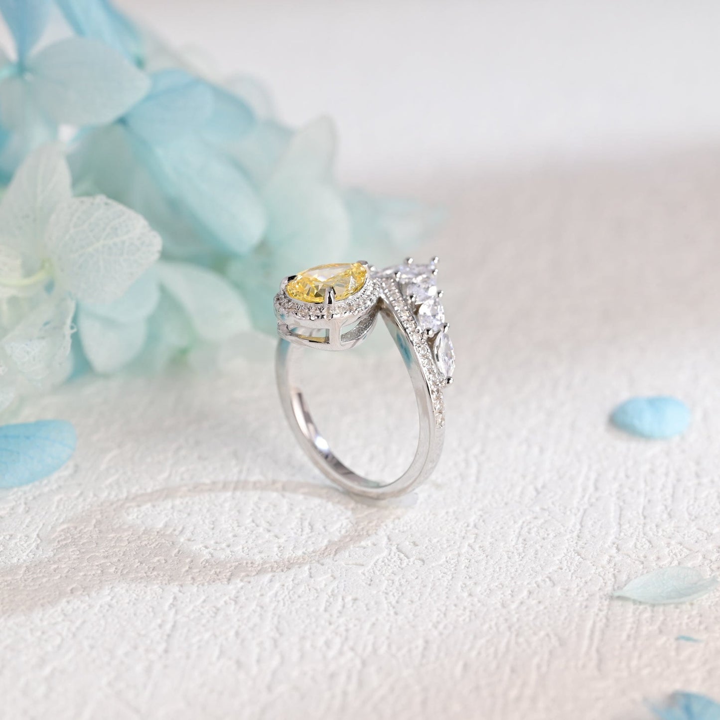 CausYou pear cut moissanite engagement ring Solid Gold Pear Cut Yellow Moissanite Engagement Ring, Promise Ring, Proposal Ring, Gift for Woman, Wife