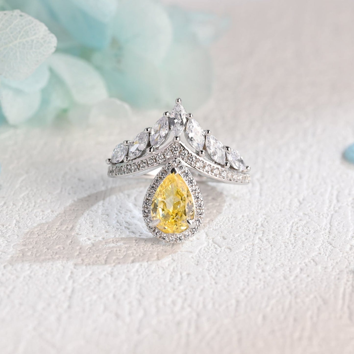CausYou pear cut moissanite engagement ring Solid Gold Pear Cut Yellow Moissanite Engagement Ring, Promise Ring, Proposal Ring, Gift for Woman, Wife