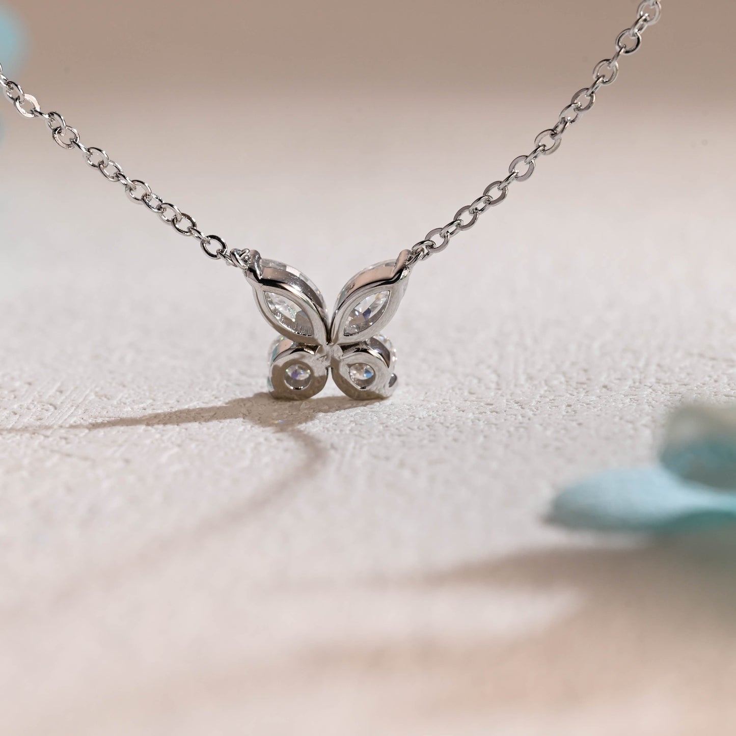 CausYou pendant CausYou Solid Gold Marquise Cut Moissanite Pendant Necklace, Butterfly Pendant, Wedding Necklace, Anniversary Gift for Women, Wife