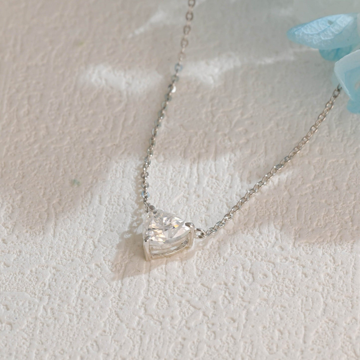 CausYou pendant CausYou Solid Gold Trillion Cut Moissanite Pendant, Solitaire Trilliant Necklace, Wedding Pendant, Anniversary Gift for Women
