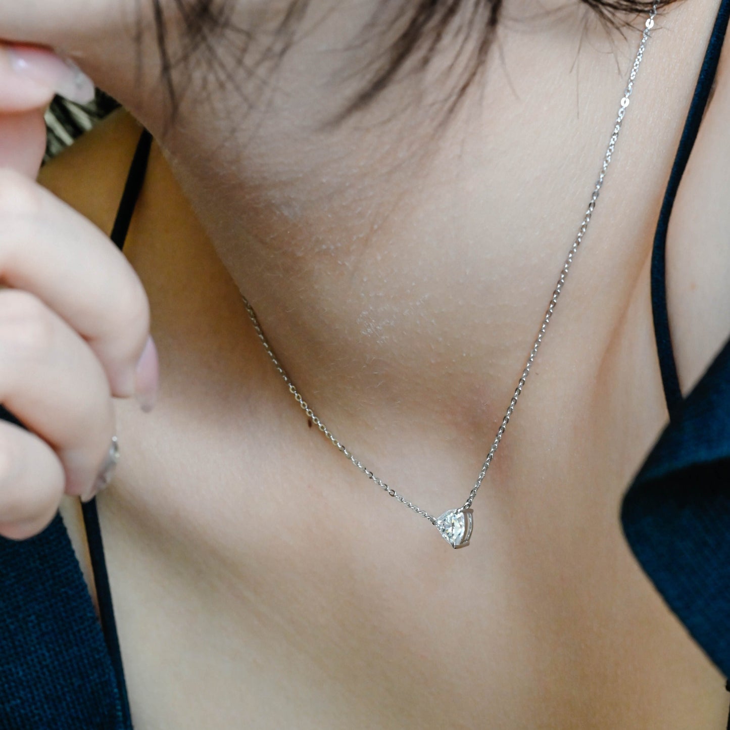 CausYou pendant CausYou Solid Gold Trillion Cut Moissanite Pendant, Solitaire Trilliant Necklace, Wedding Pendant, Anniversary Gift for Women