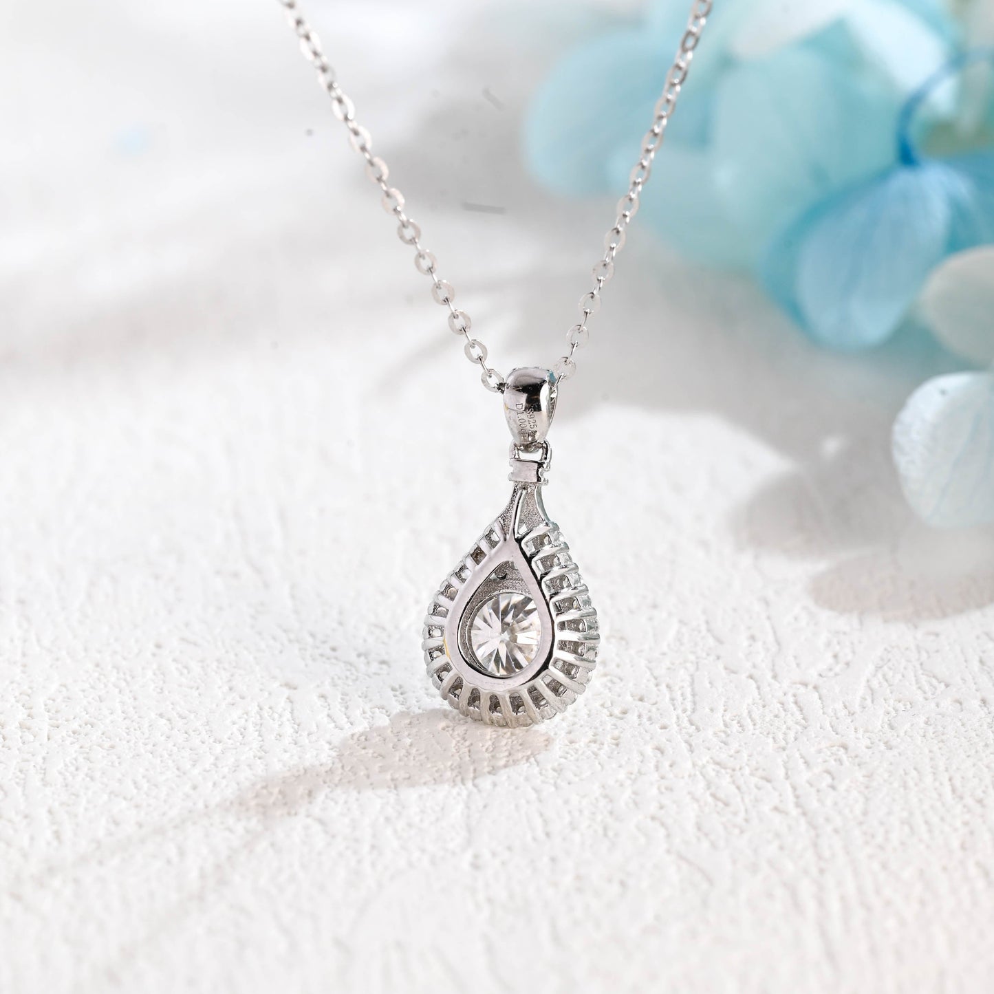 CausYou pendant Solid Gold Pear Cut Moissanite Pendant, Wedding Necklace, Anniversary Gift for Women, Wife