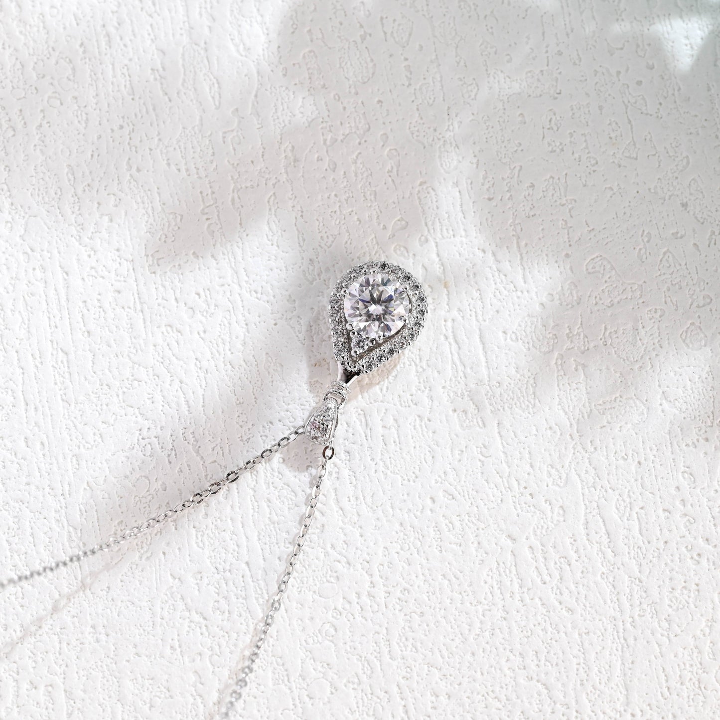 CausYou pendant Solid Gold Pear Cut Moissanite Pendant, Wedding Necklace, Anniversary Gift for Women, Wife