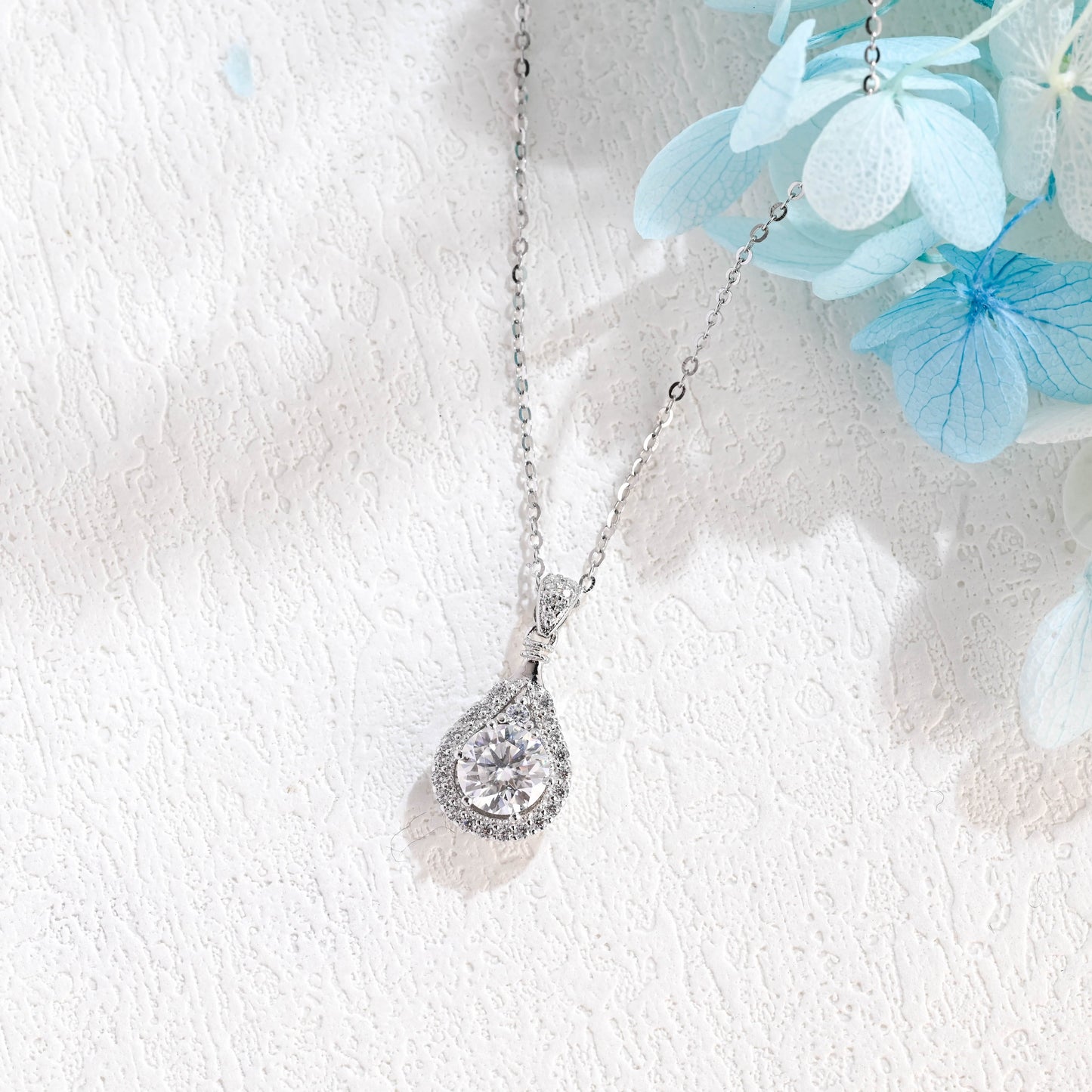 CausYou pendant Solid Gold Pear Cut Moissanite Pendant, Wedding Necklace, Anniversary Gift for Women, Wife
