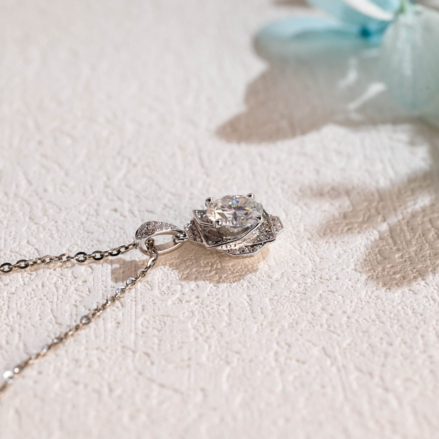 CausYou pendant Solid Gold Round Cut Moissanite Pendant, Wedding Necklace, Anniversary Gift for Woman, Wife