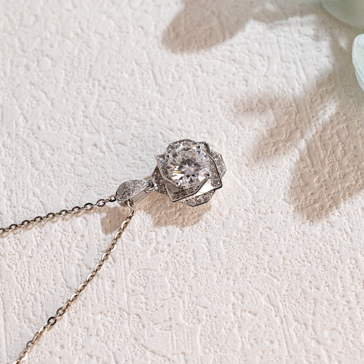CausYou pendant Solid Gold Round Cut Moissanite Pendant, Wedding Necklace, Anniversary Gift for Woman, Wife