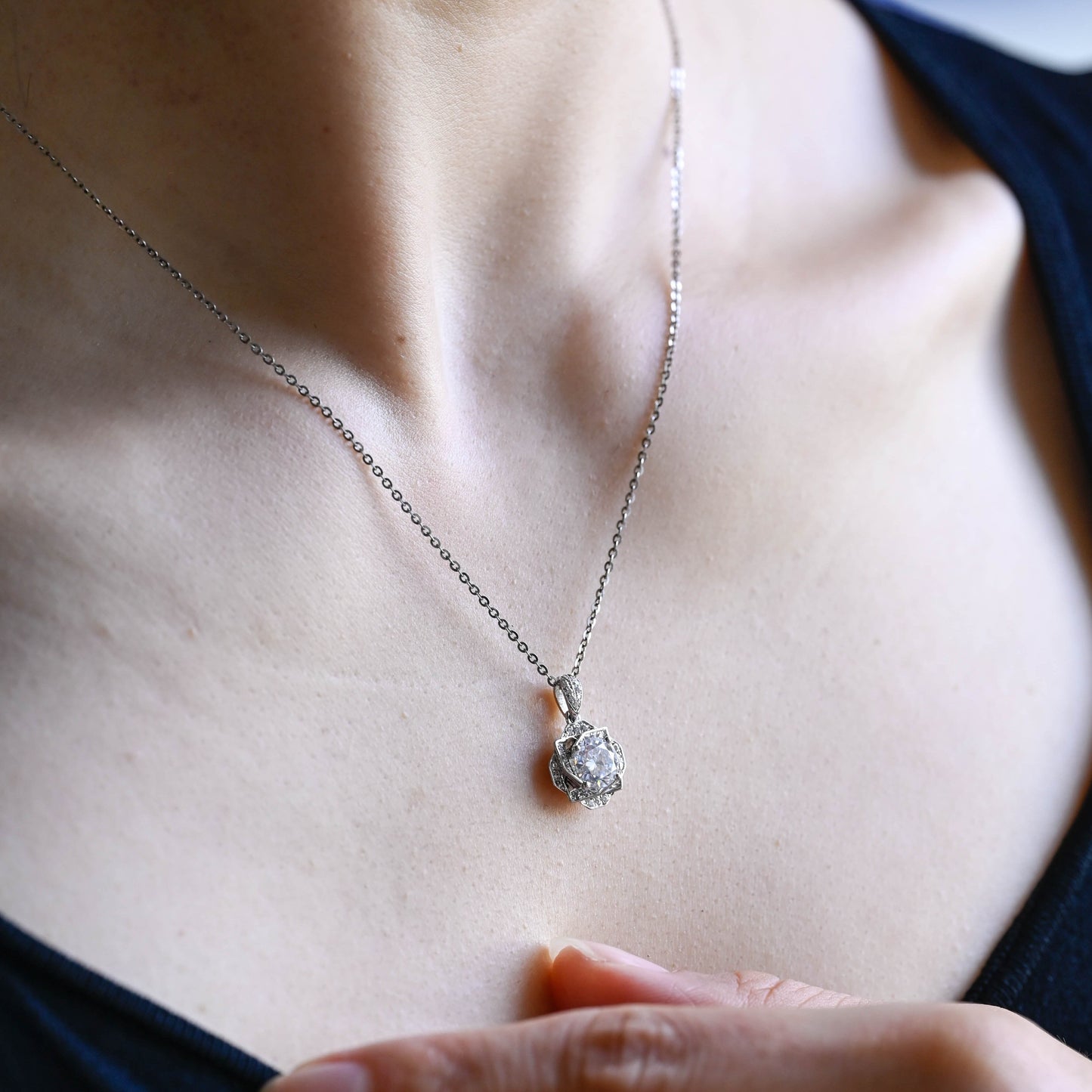 CausYou pendant Solid Gold Round Cut Moissanite Pendant, Wedding Necklace, Anniversary Gift for Woman, Wife