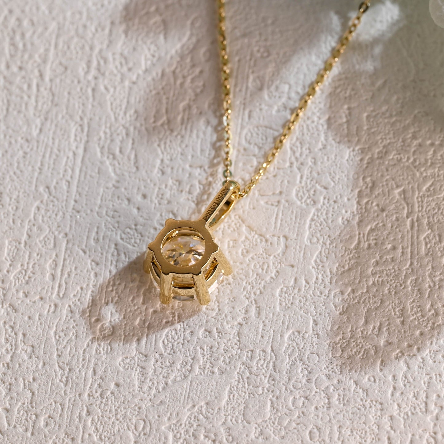 CausYou pendant Solid Gold Round Cut Moissanite Pendant, Wedding Necklace, Anniversary Gift for Women, Wife