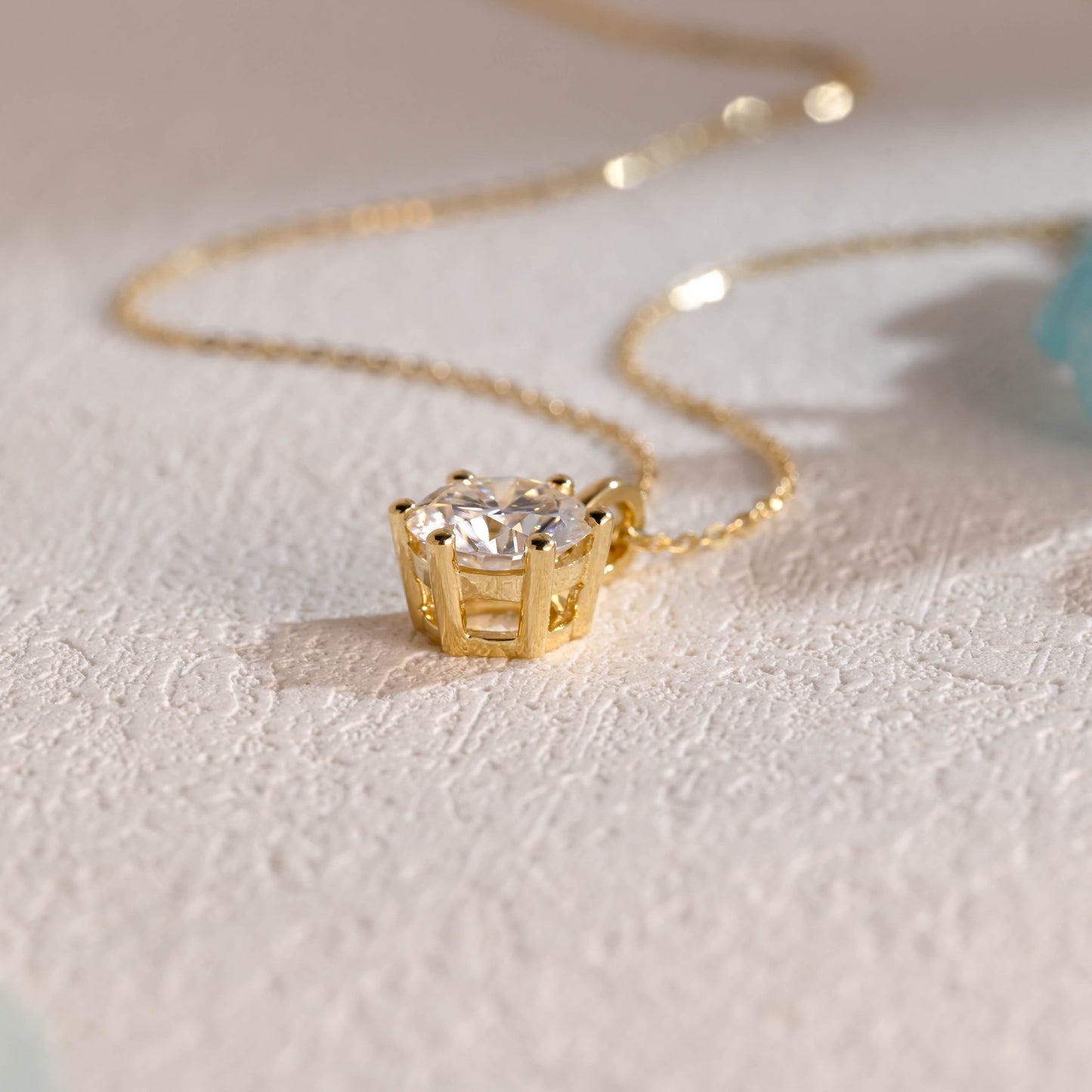 CausYou pendant Solid Gold Round Cut Moissanite Pendant, Wedding Necklace, Anniversary Gift for Women, Wife