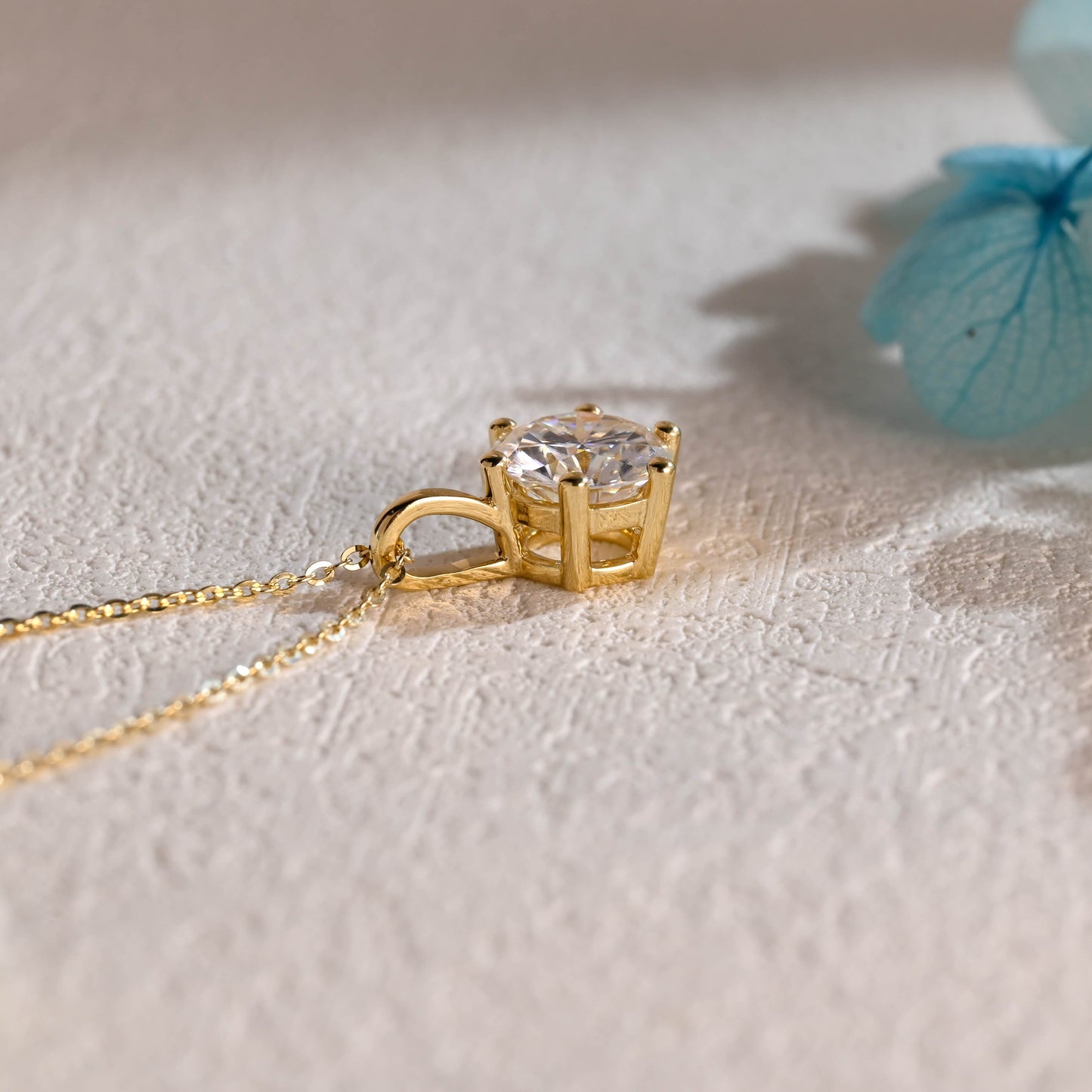 CausYou pendant Solid Gold Round Cut Moissanite Pendant, Wedding Necklace, Anniversary Gift for Women, Wife