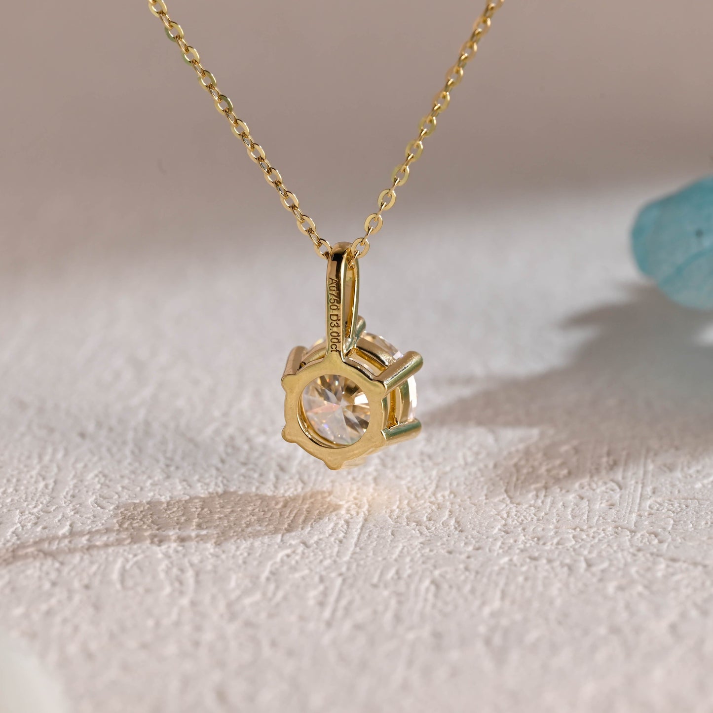 CausYou pendant Solid Gold Round Cut Moissanite Pendant, Wedding Necklace, Anniversary Gift for Women, Wife