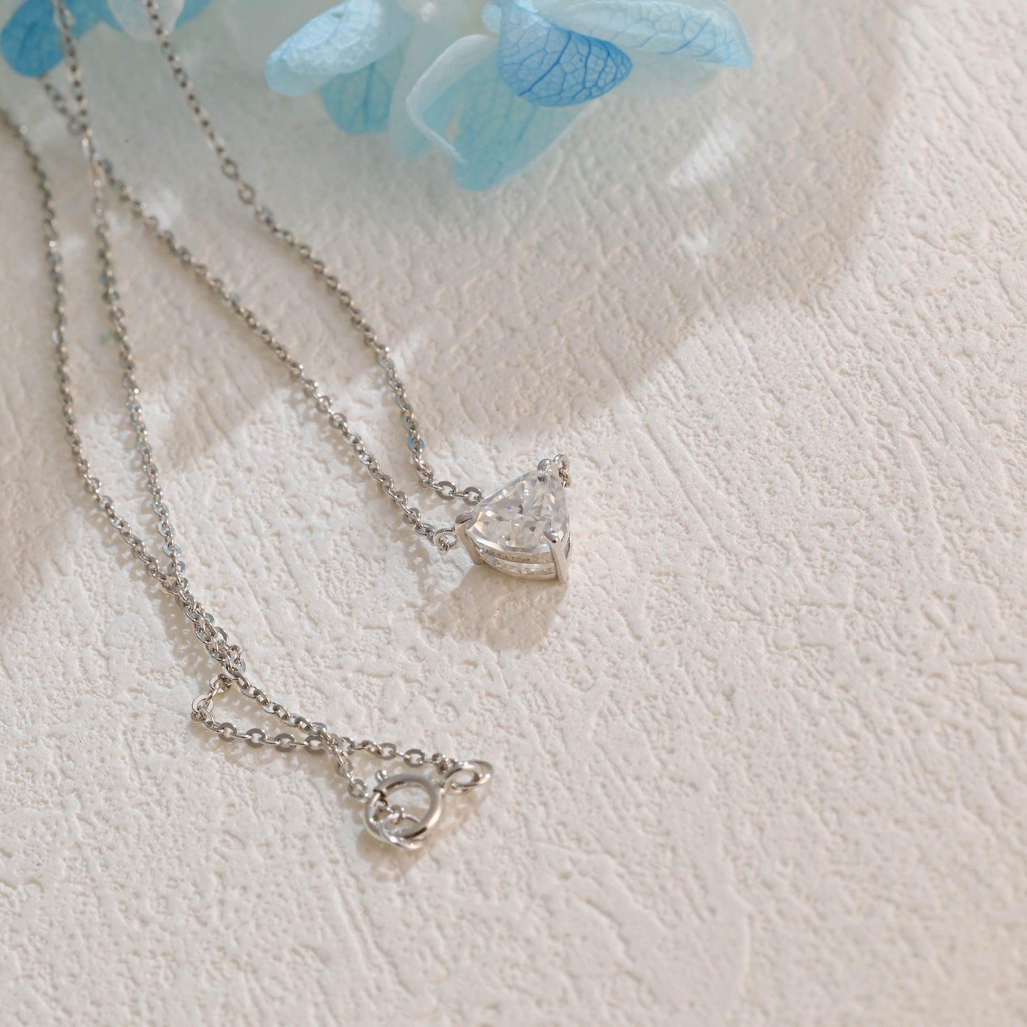 CausYou pendant Solid Gold Trillion Cut Moissanite Pendant, Solitaire Trilliant Necklace, Wedding Pendant, Anniversary Gift for Women