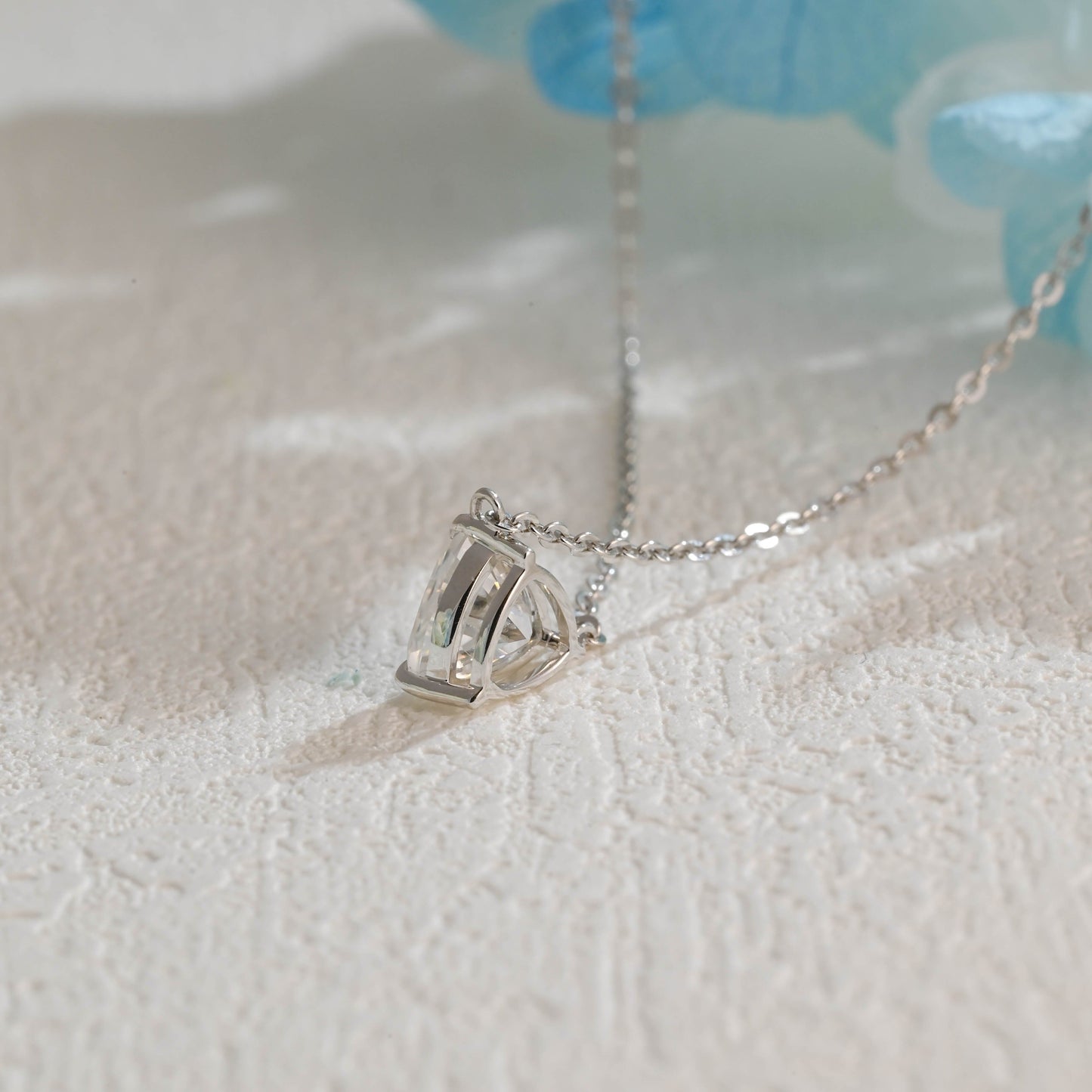 CausYou pendant Solid Gold Trillion Cut Moissanite Pendant, Solitaire Trilliant Necklace, Wedding Pendant, Anniversary Gift for Women