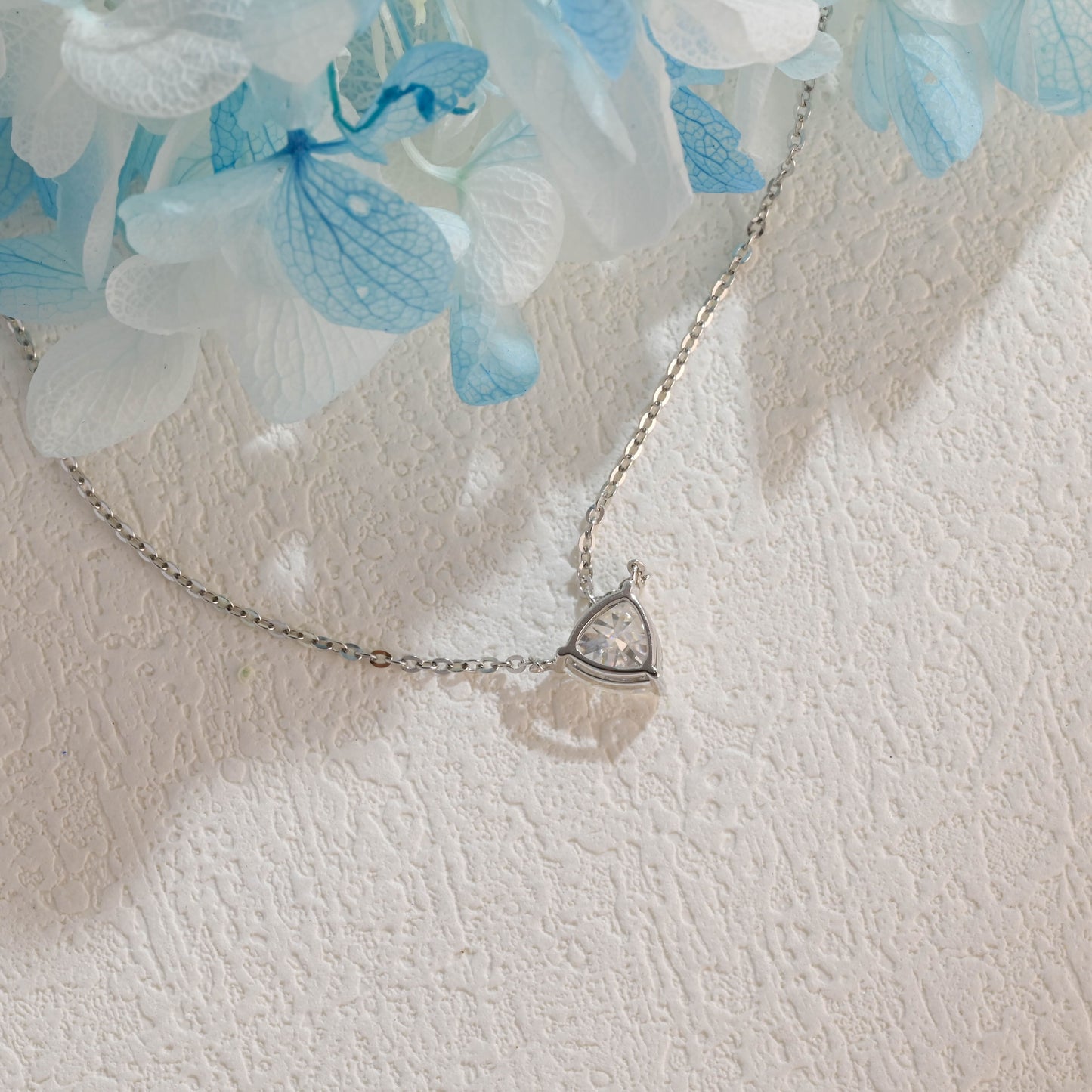 CausYou pendant Solid Gold Trillion Cut Moissanite Pendant, Solitaire Trilliant Necklace, Wedding Pendant, Anniversary Gift for Women