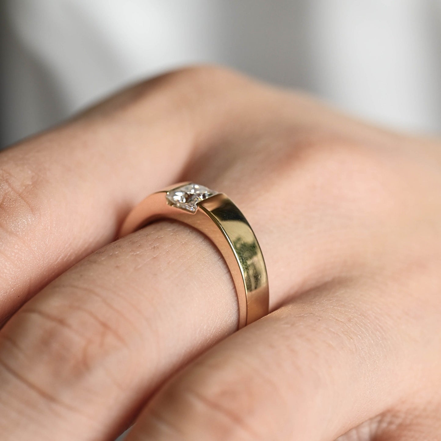 CausYou princess cut diamond engagement ring CausYou Solid Gold 5mm Width D/VS1 Princess Cut Lab Grown Diamond Wedding Band, Men's Ring, Gift for Husband
