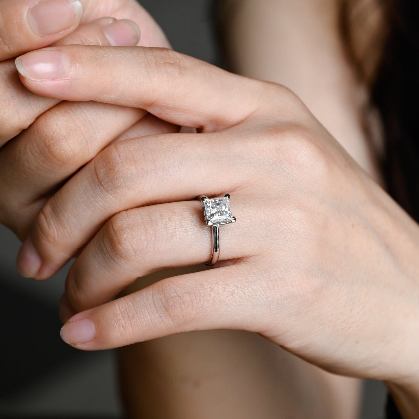 CausYou princess cut diamond engagement ring CausYou Solid Gold D/VS1 Princess Cut Diamond Engagement Ring, Lab Grown Diamond Solitaire Ring, Promise Ring, Gift for Women Wife