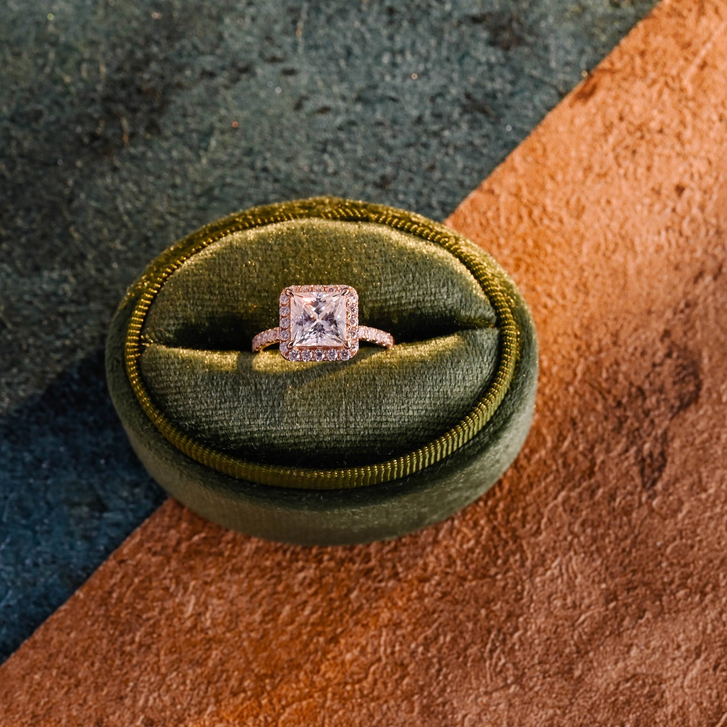 CausYou princess cut diamond engagement ring CausYou Solid Gold D/VS1 Princess Cut Lab Grown Diamond Engagement Ring, Halo Half Eternity Wedding Ring